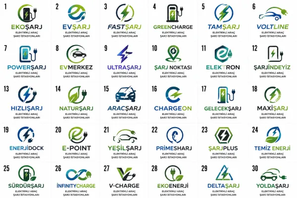 Elektrikli Araç Şarj İstasyonları Logo Tasarımları
