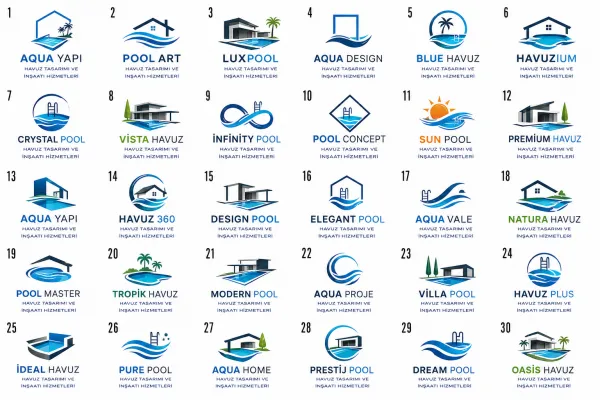 Havuz Tasarımı Ve İnşaatı Hizmetleri Logo Tasarımları