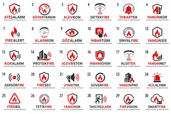 Yangın Algılama Ve İhbar Sistemleri Logo Tasarımları